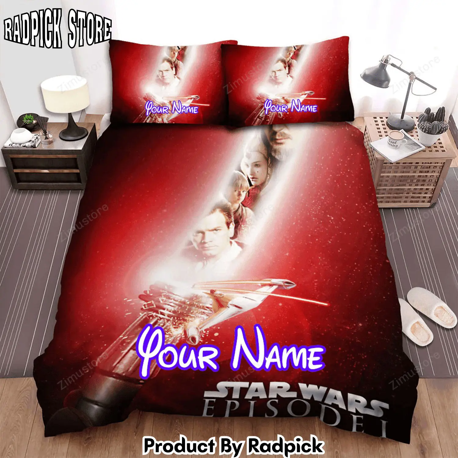Radpick star wars episode i the phantom menace face main actors through the sword movie poster bed sheets spread comforter duvet cover personalized name bedding sets rp3271991